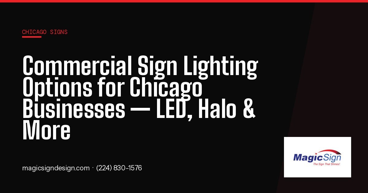 Halo-lit channel letter sign glowing at night on Chicago commercial building