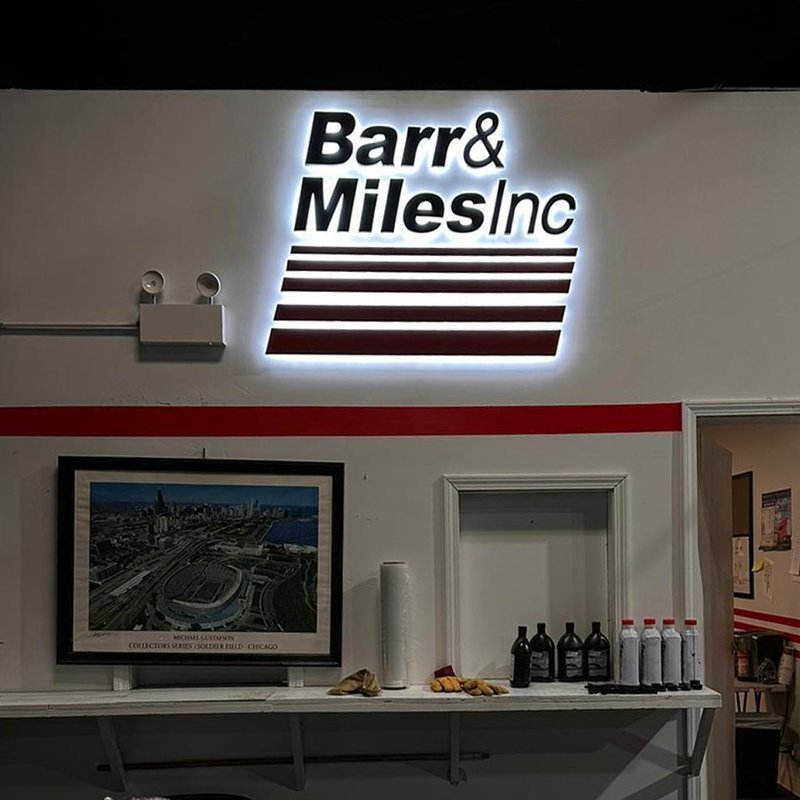 Barr & Miles Inc — Halo-Lit Interior Sign — Magic Sign Design Chicago