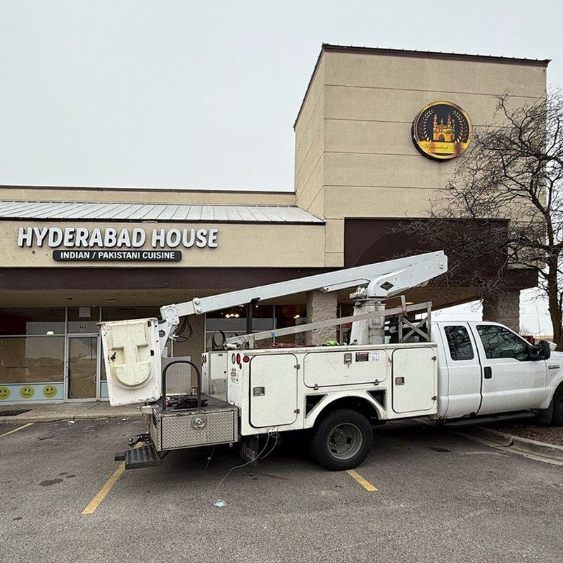 Hyderabad House — Lightbox & Round Sign — Magic Sign Design Chicago