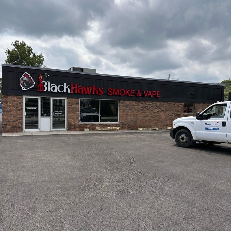 BlackHawks — Full Storefront Day — Magic Sign Design Chicago